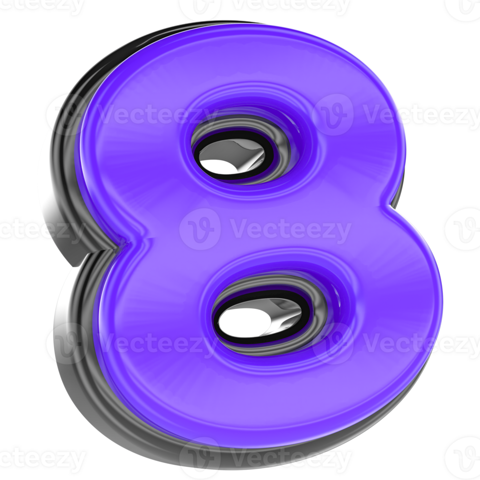 8 Number 3D Render png