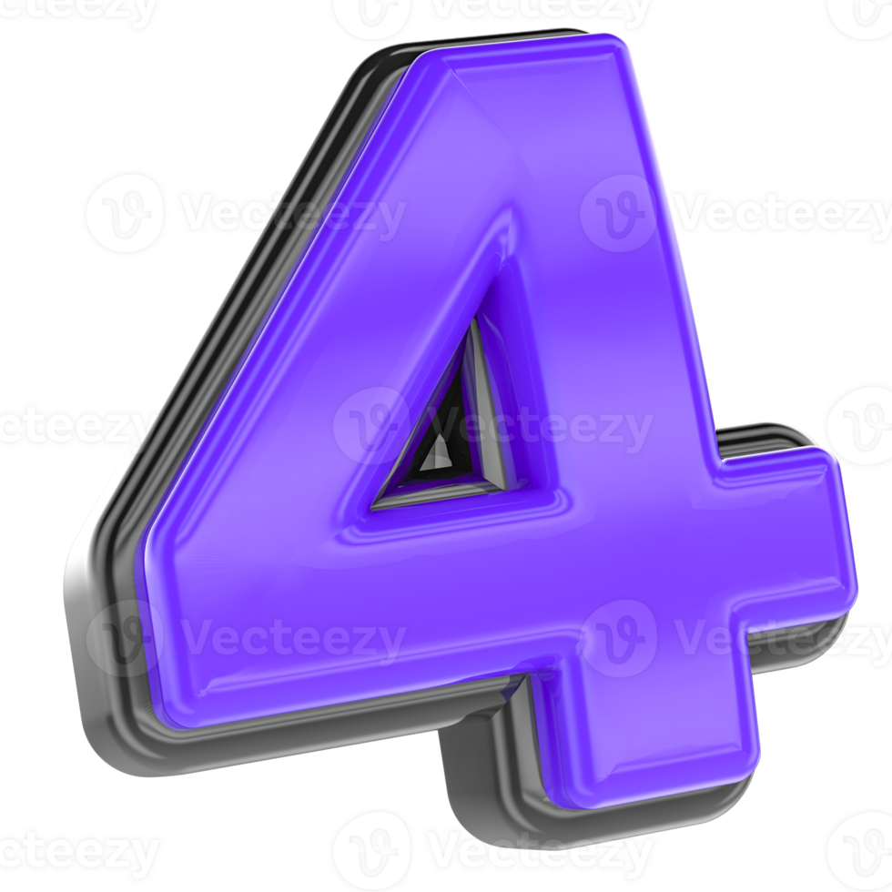 4 Number 3D Render png