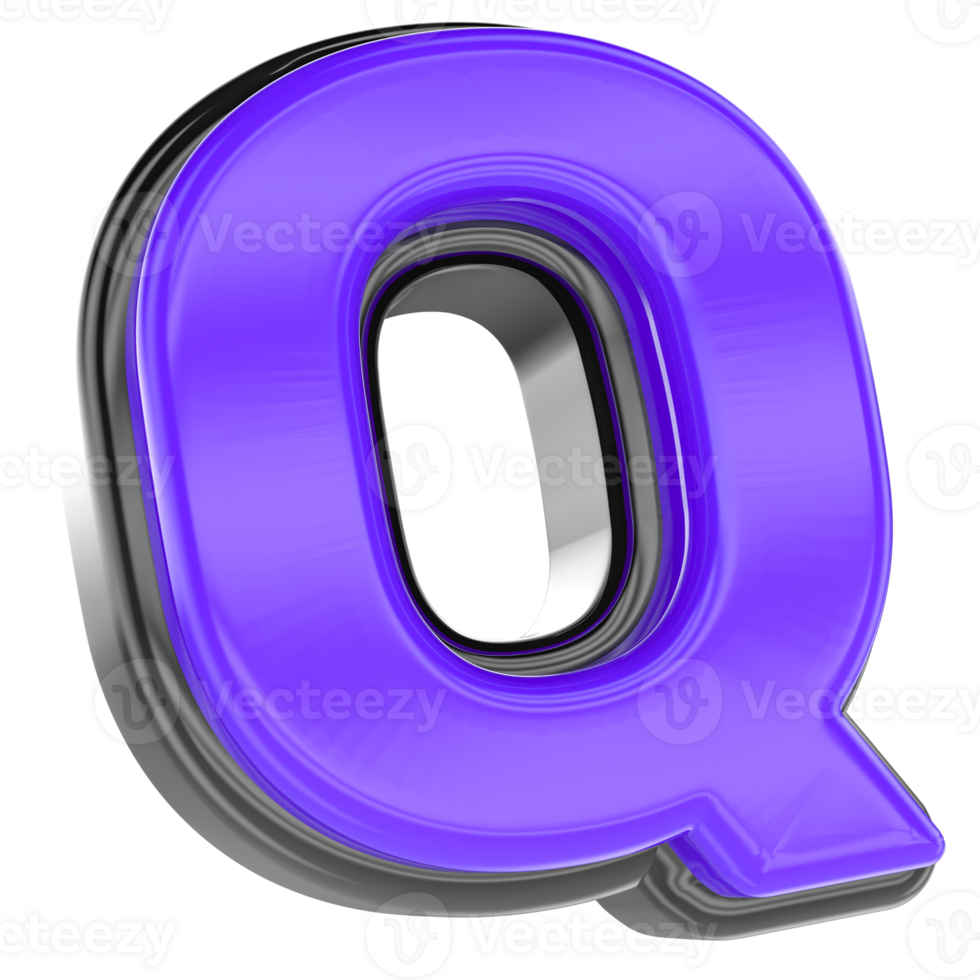 Q Font 3D Render png