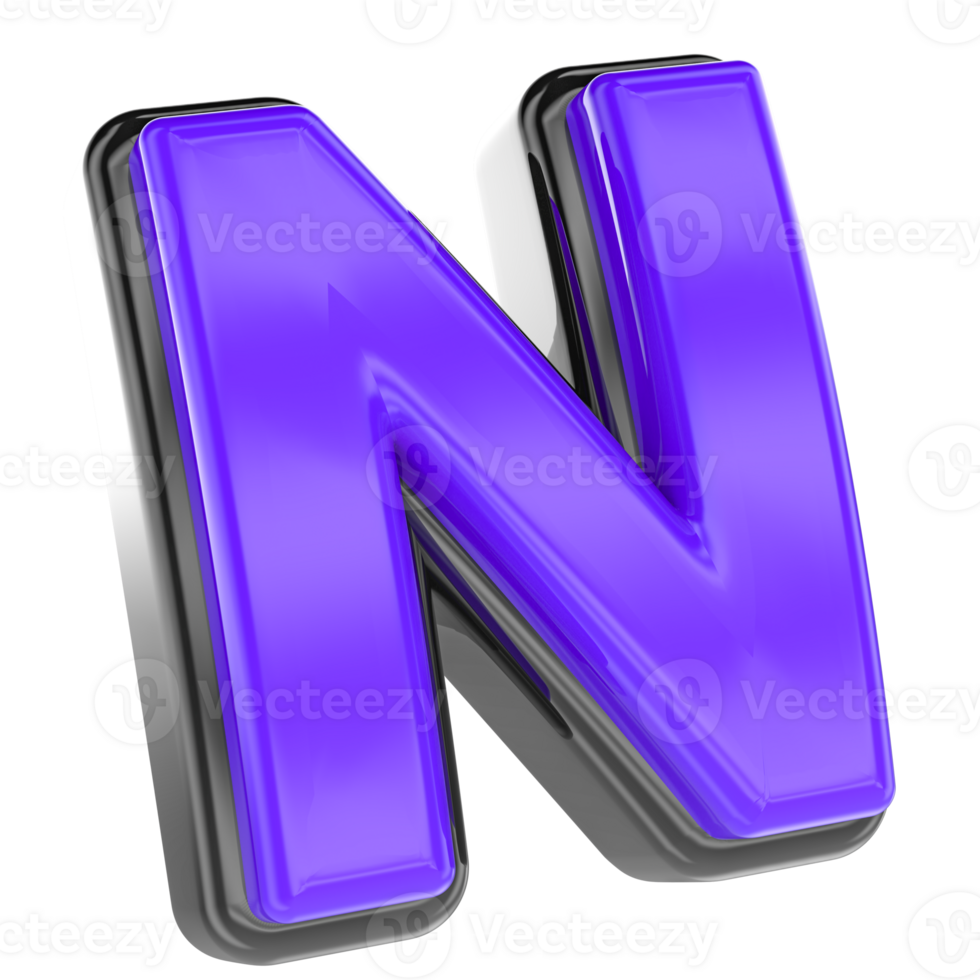 N Font 3D Render png