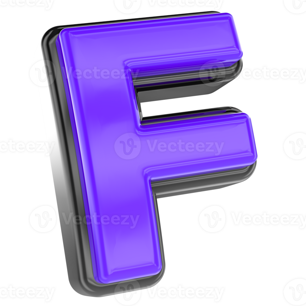 F Font 3D Render png