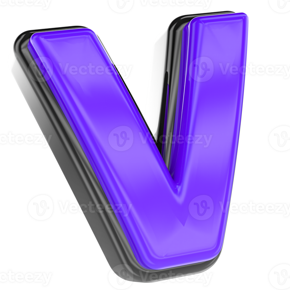 V Font 3D Render png