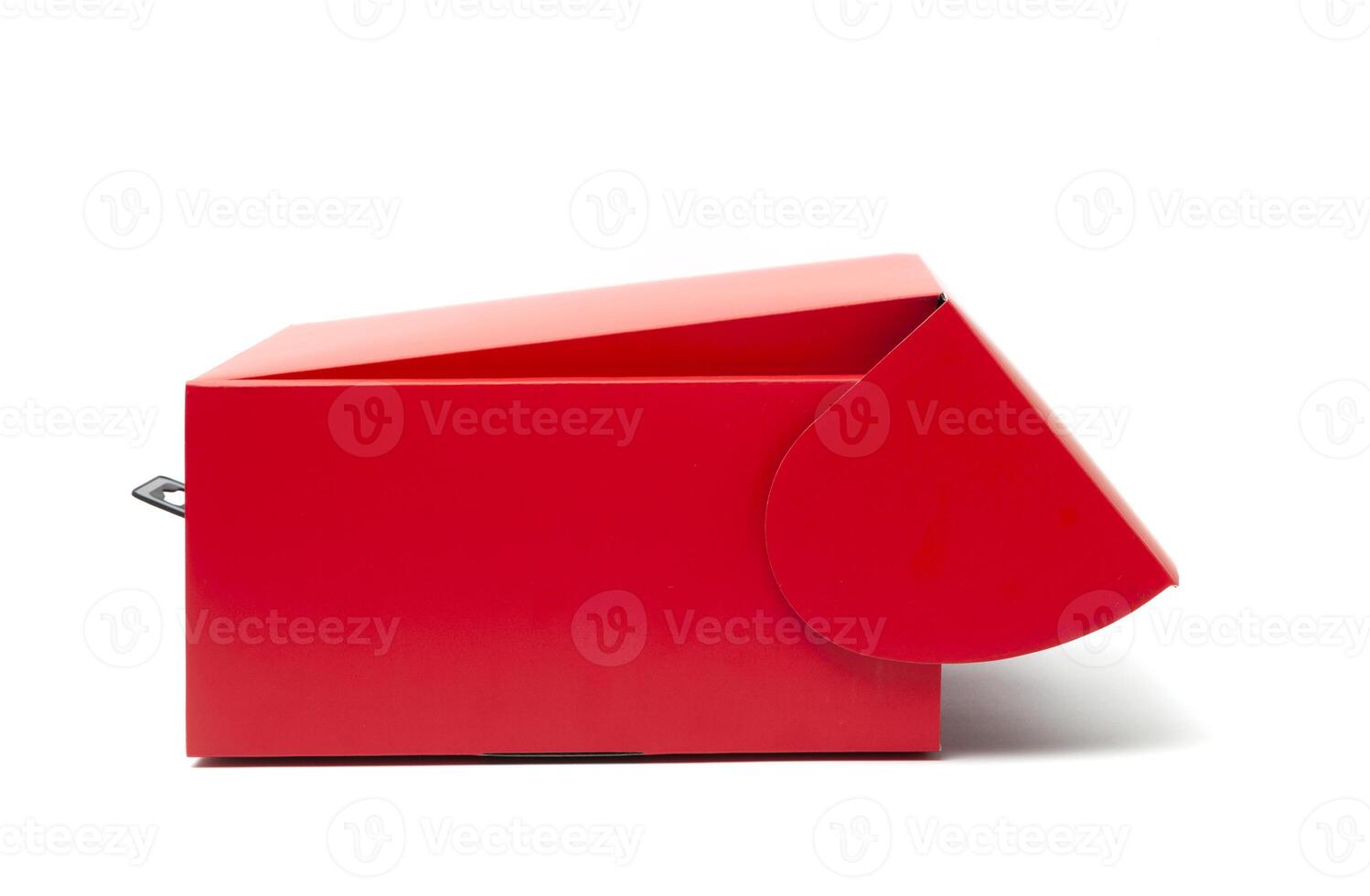 Red cardboard gift box isolated on white background photo