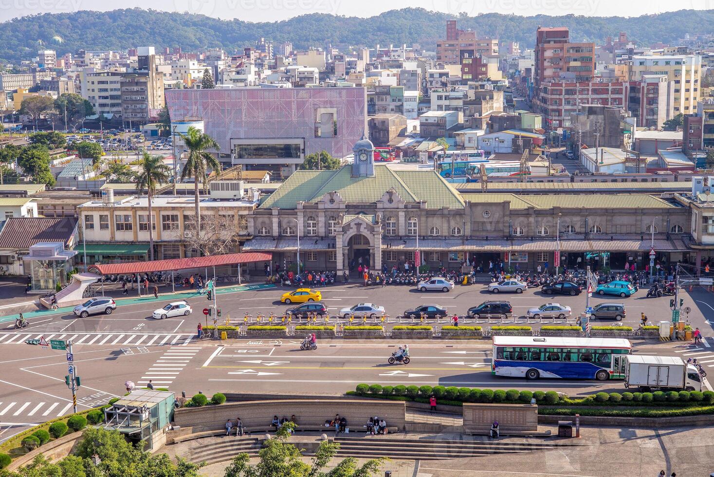 cityscape of hsinchu in front of the station photo