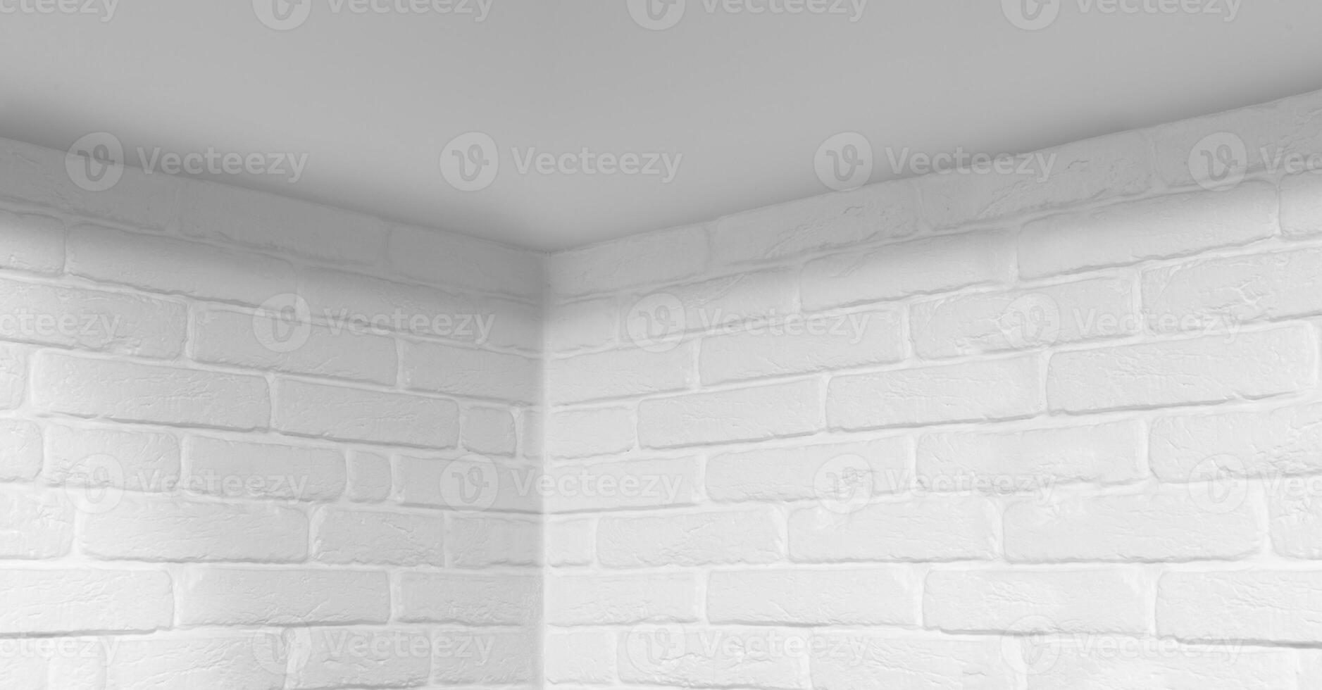 white brick wall with corner, abstract background photo