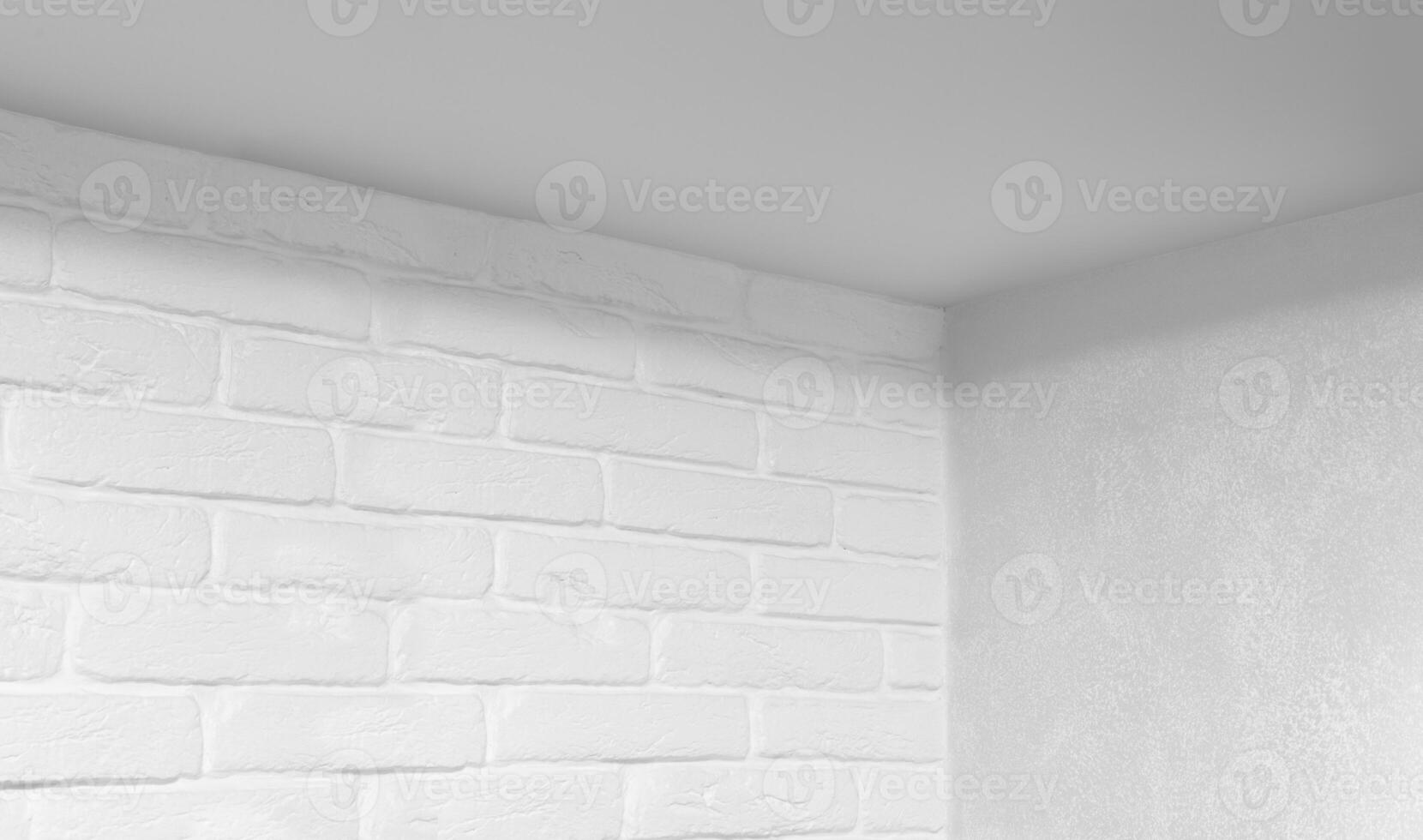 white brick wall with corner, abstract background photo