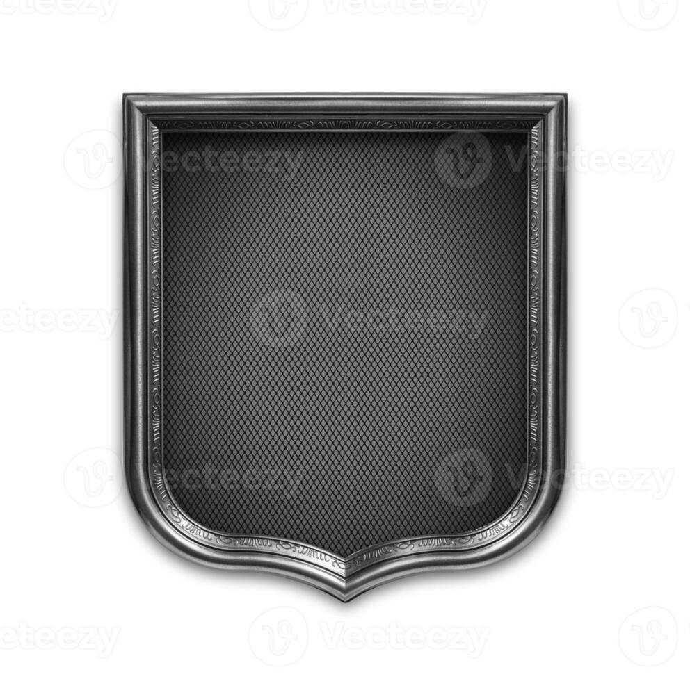 Heraldic shield diploma in wooden frame isolated on white photo