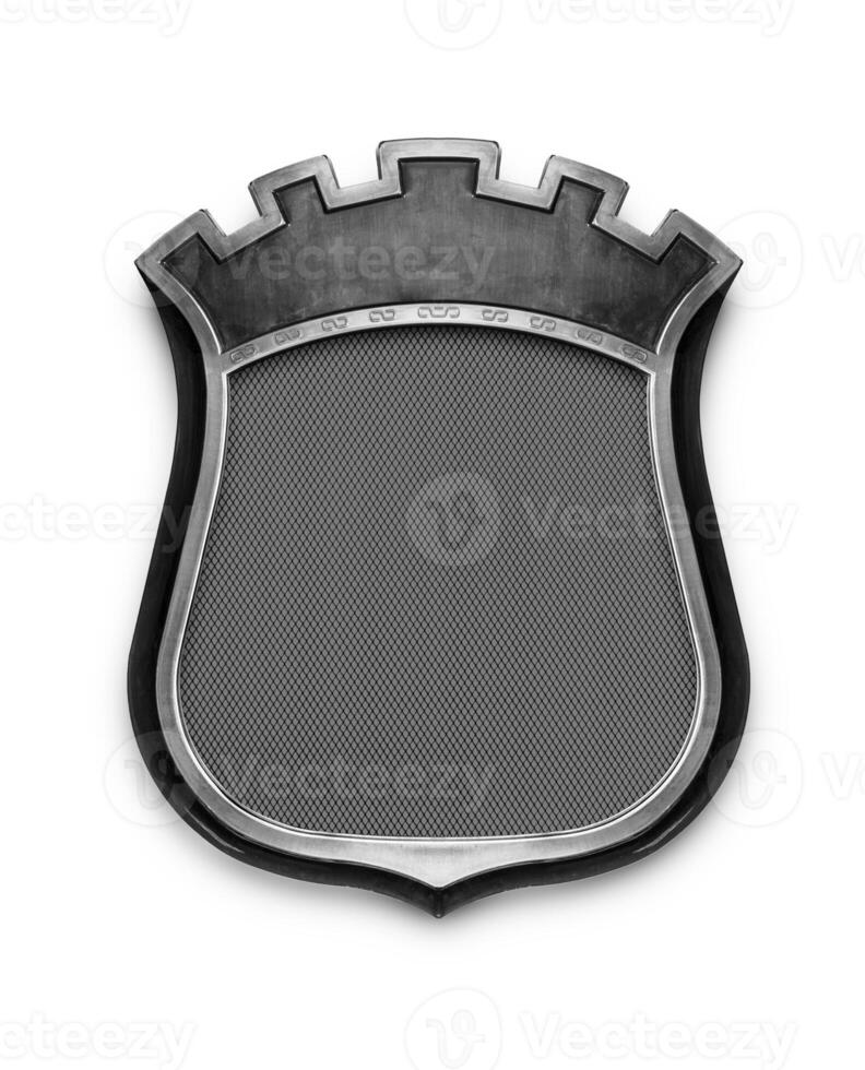 Heraldic shield diploma in wooden frame isolated on white photo