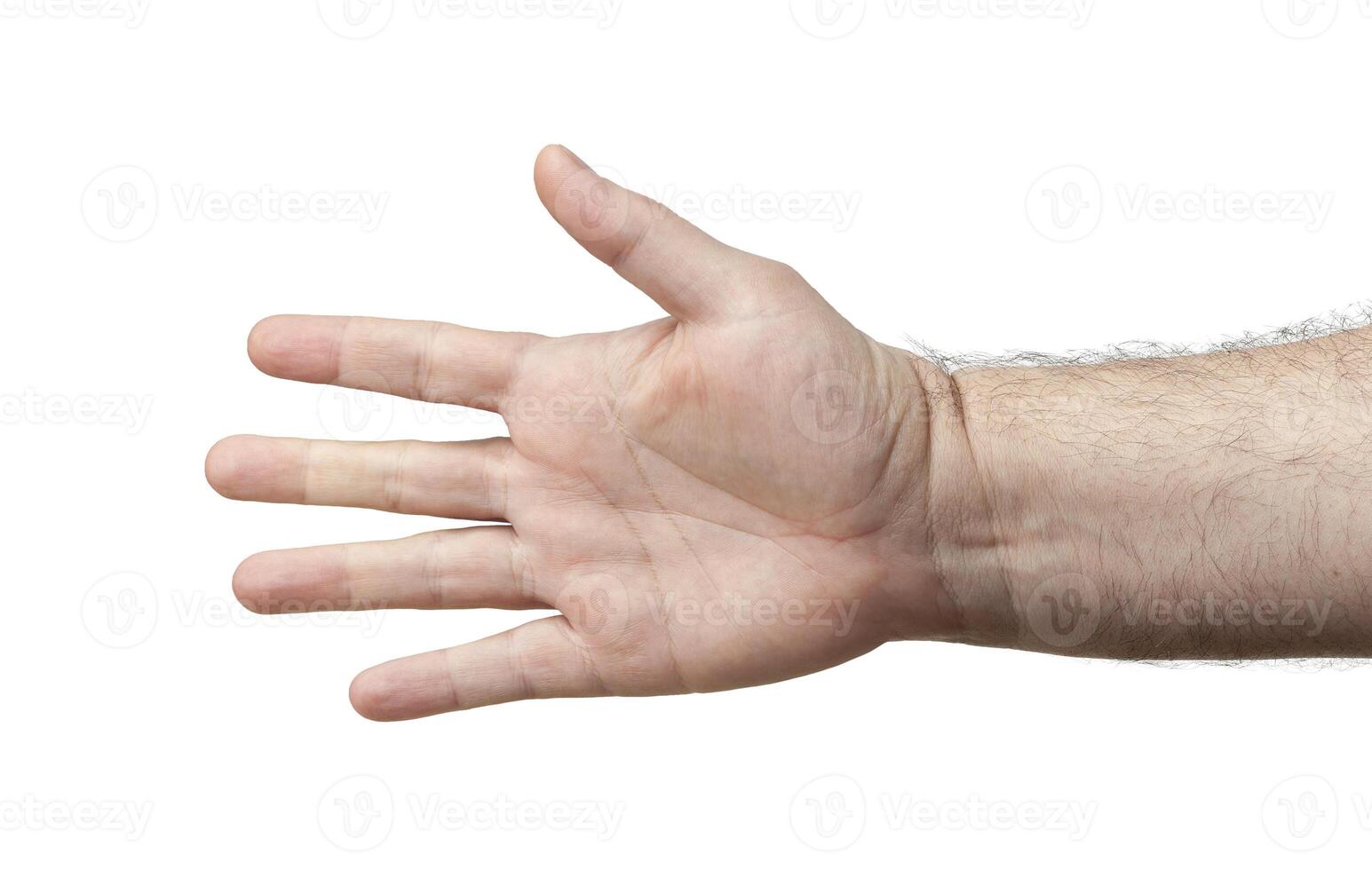 Hand before handshake isolated on white background photo