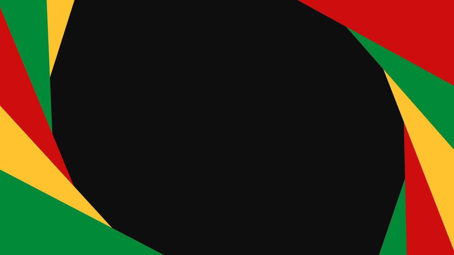 negro historia mes resumen geométrico bandera. rojo, verde, y amarillo colores antecedentes. amplio formato vector fondo de pantalla
