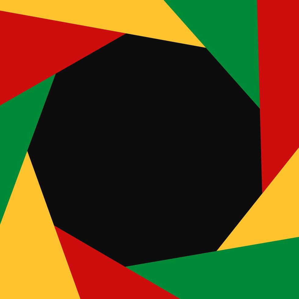 Black History Month Abstract Geometric Banner. Red, Green, And Yellow Colors Background. Square Vector Wallpaper for Social Media with copy space