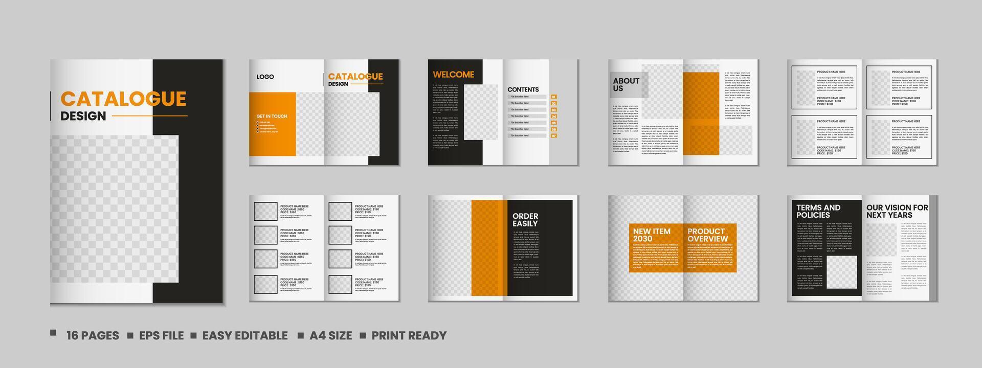Multipurpose product catalog design, company furniture product catalogue, multipage catalog brochure, company profile and product portfolio template design with mockup vector