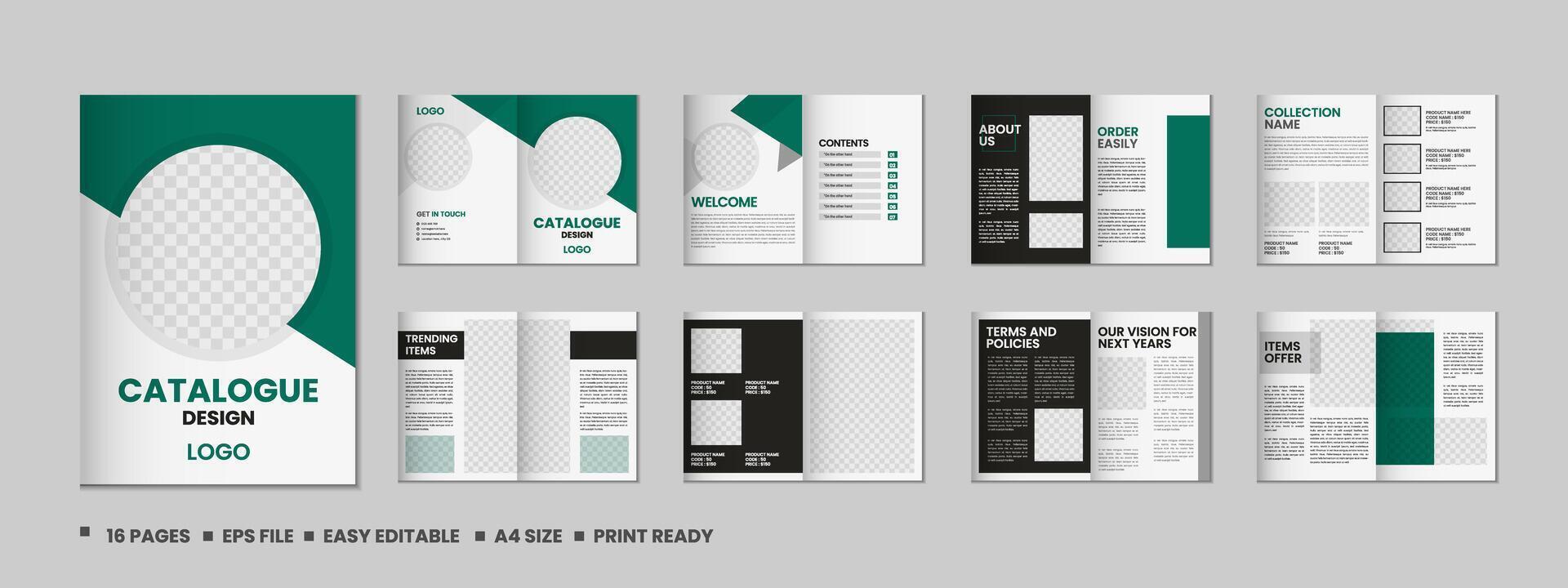 Multipurpose product catalog design, company furniture product catalogue, multipage catalog brochure, company profile and product portfolio template design with mockup vector