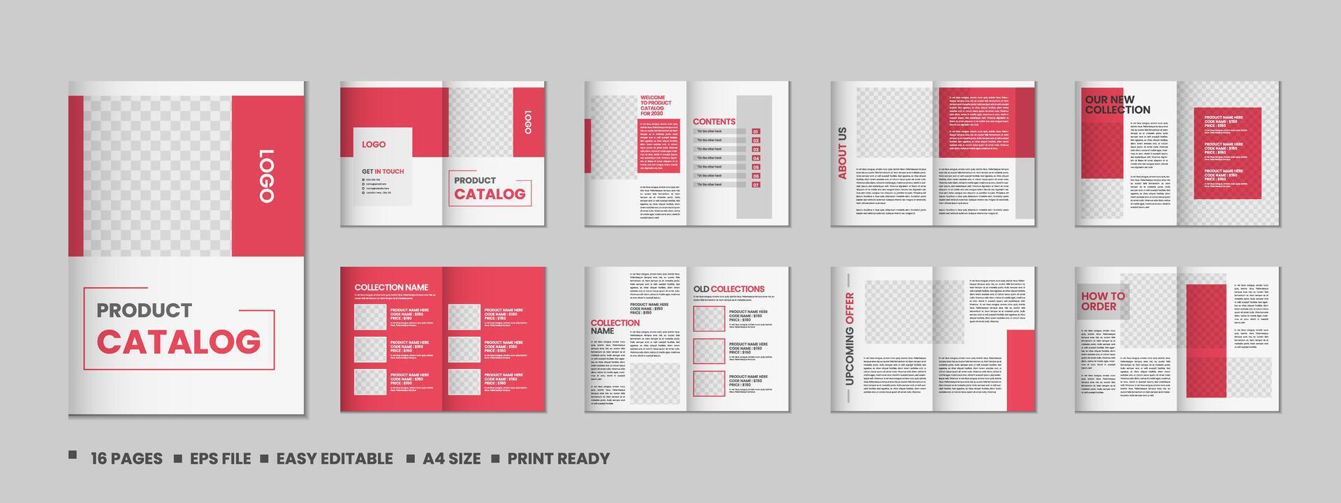 Multipurpose product catalog design, company furniture product catalogue, multipage catalog brochure, company profile and product portfolio template design with mockup vector