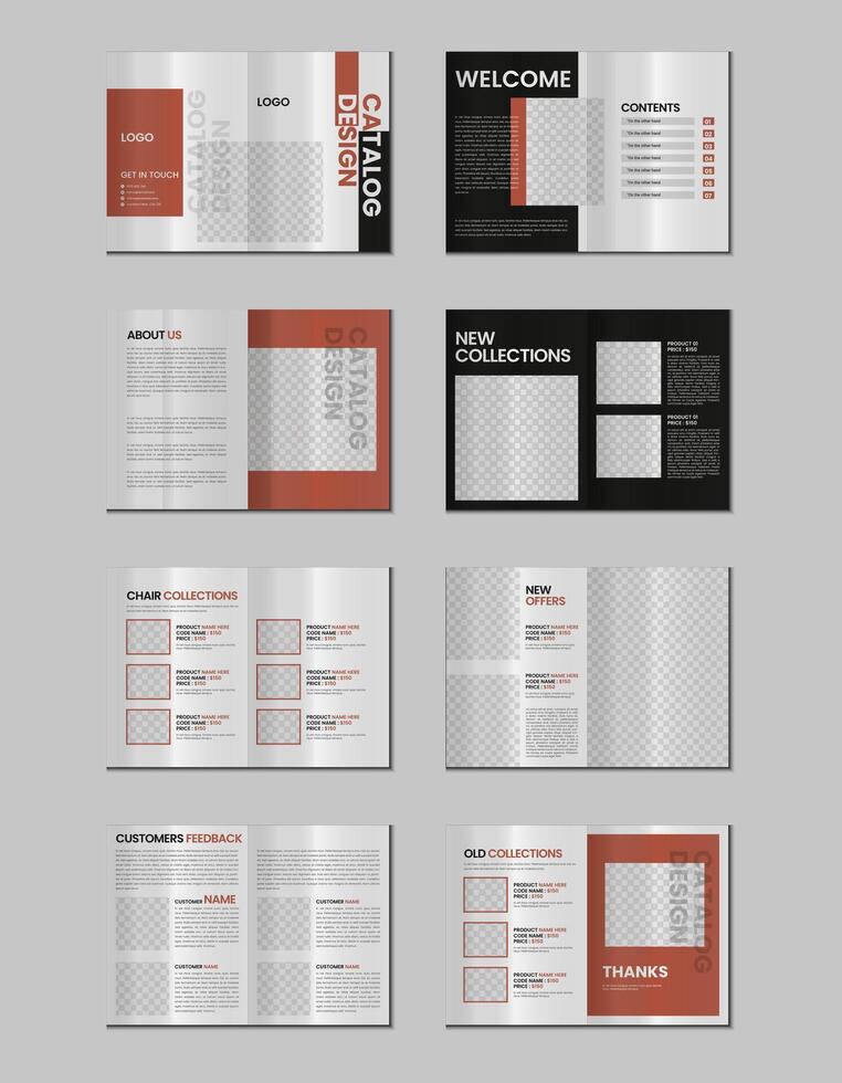 Multipurpose product catalog design, company furniture product catalogue, multipage catalog brochure, company profile and product portfolio template design with mockup vector