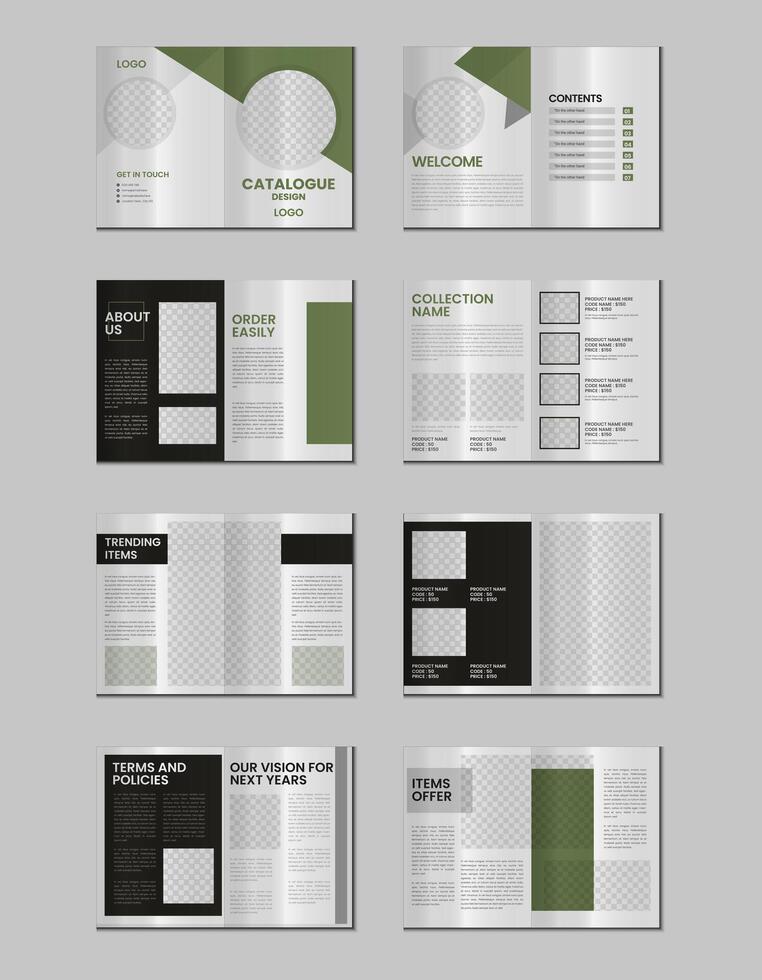 Multipurpose product catalog design, company furniture product catalogue, multipage catalog brochure, company profile and product portfolio template design with mockup vector