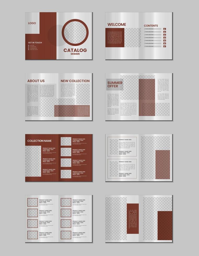 Multipurpose product catalog design, company furniture product catalogue, multipage catalog brochure, company profile and product portfolio template design with mockup vector