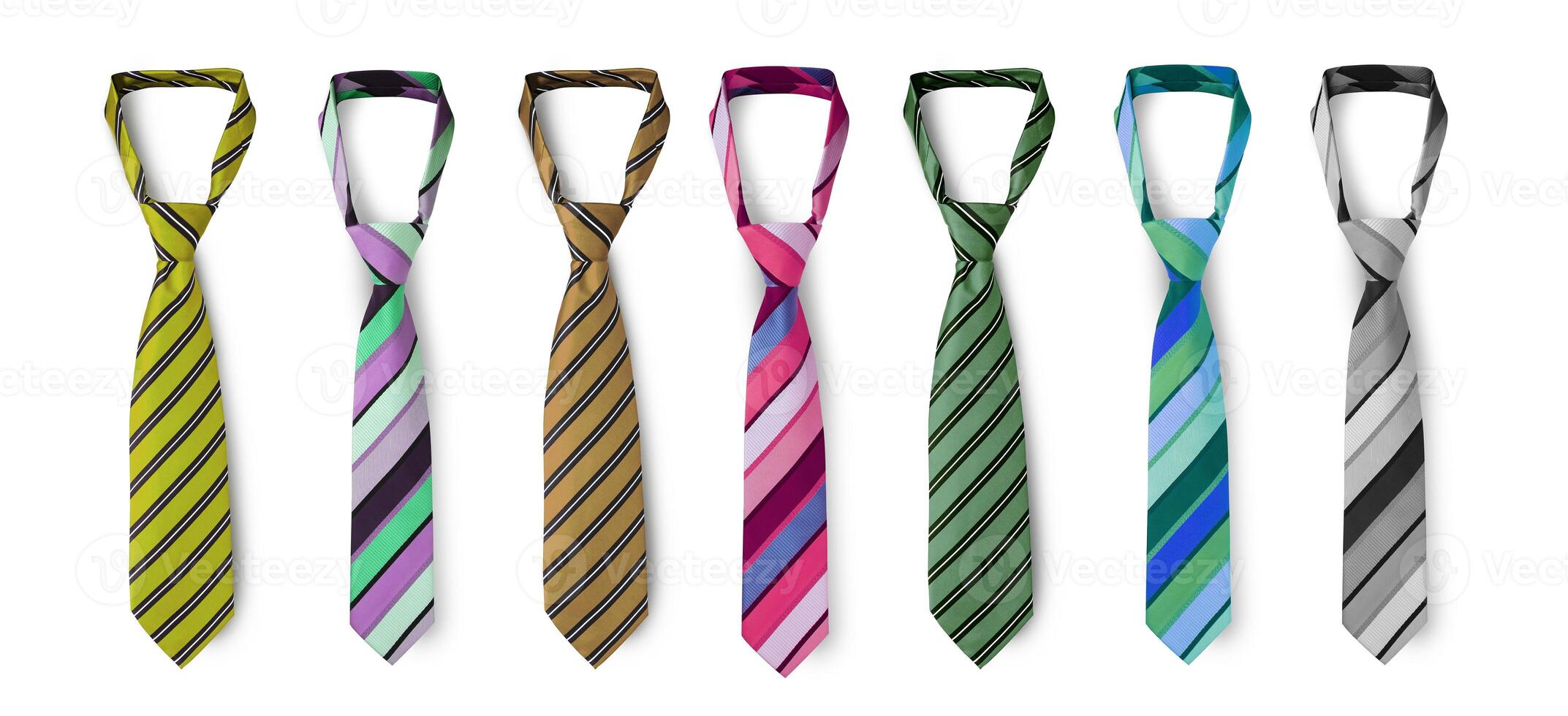Strapped neckties in different colors, men's striped ties photo
