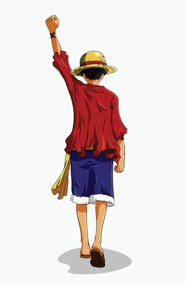 editorial diseño vector uno pedazo personaje mono d. luffy anime personaje ilustración en uno pedazo