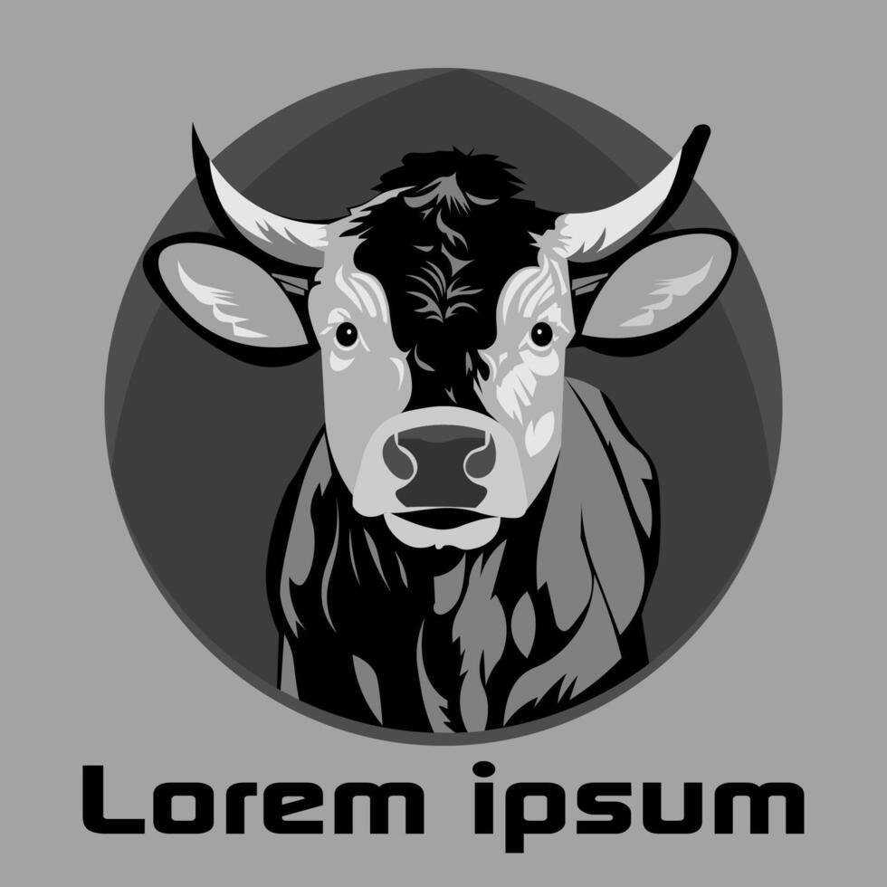 cow monochrome logo vector