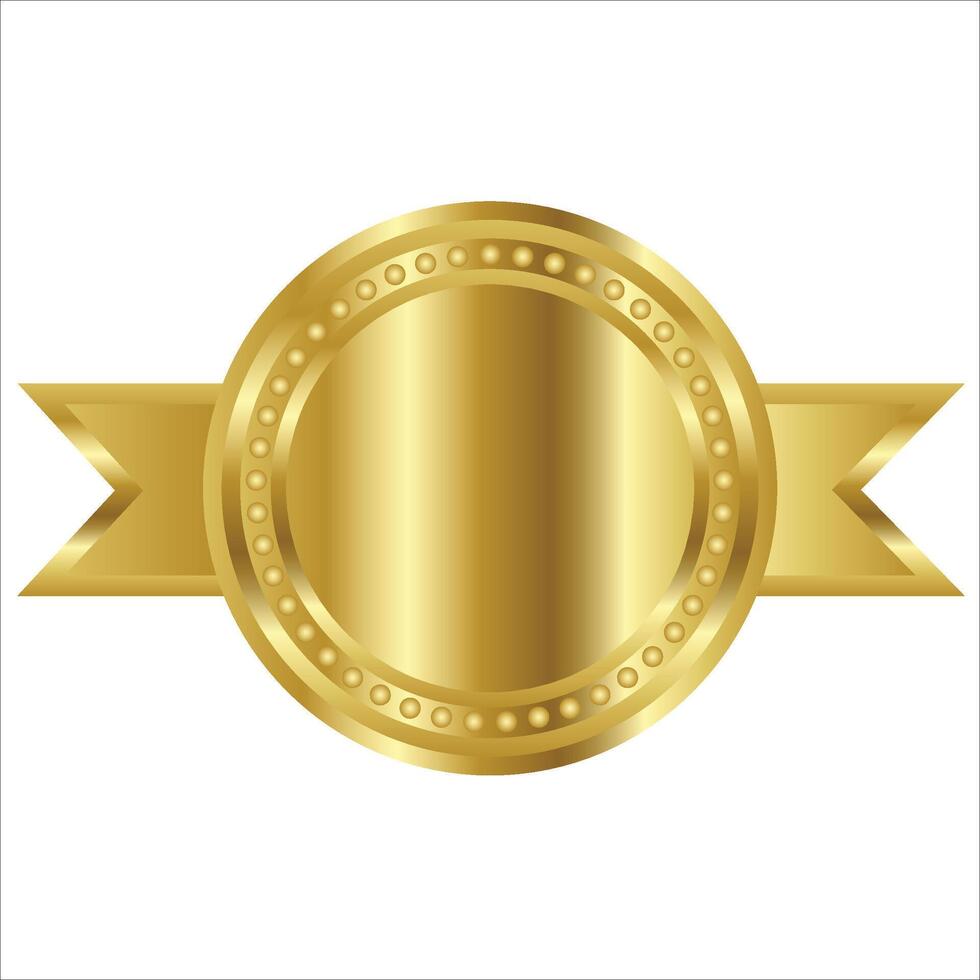 Gold medal set badge vector the best award