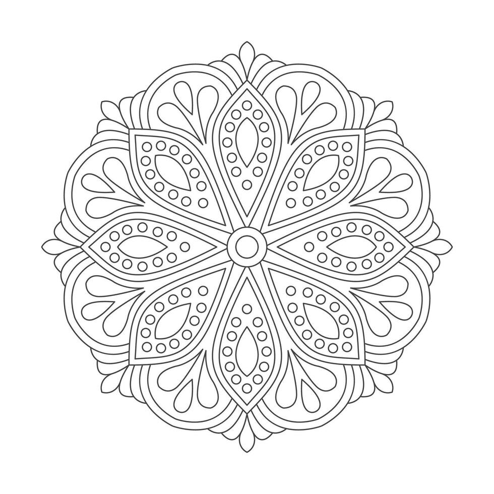 Flower Peaceful Mandala Design for Coloring book page vector