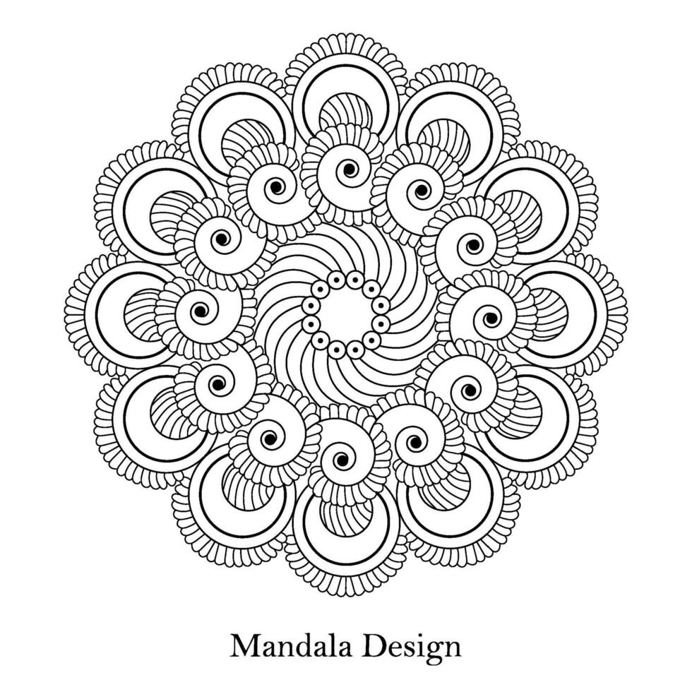 Rotate Flower Mandala Design Coloring book page vector file