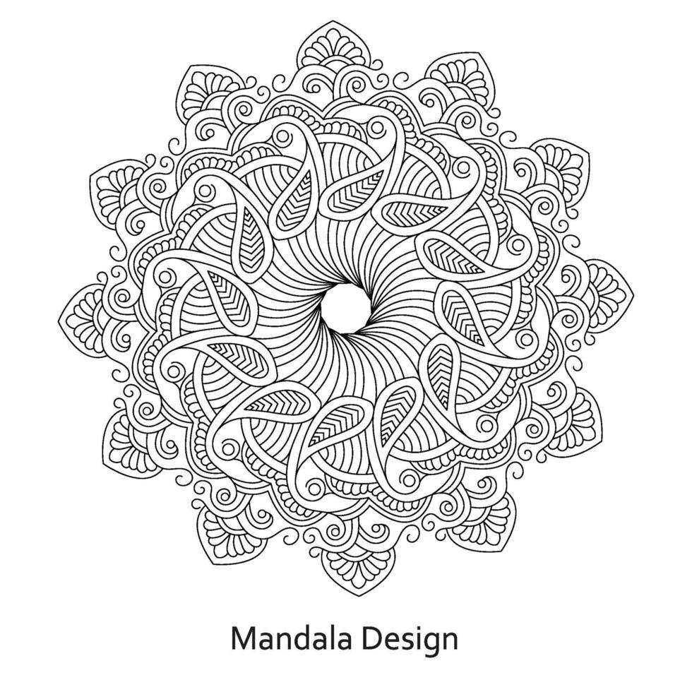 Simple Celtic knot Rotate Mandala Design Coloring book page vector