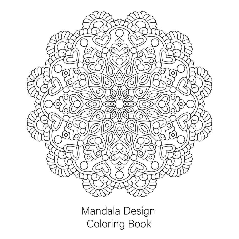 Round ornamental pattern for coloring book page vector file