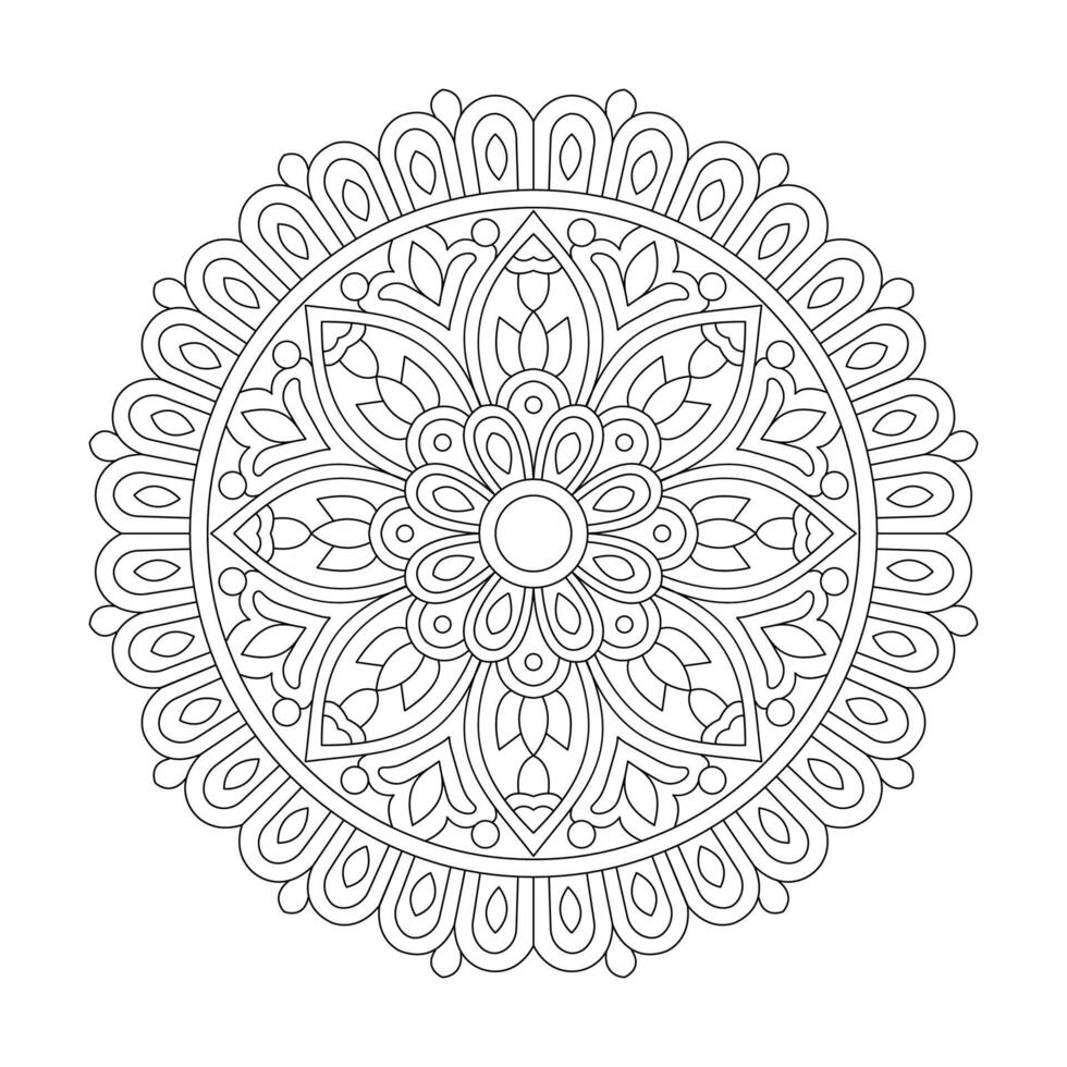 Isolated Mandala design for coloring book page vector