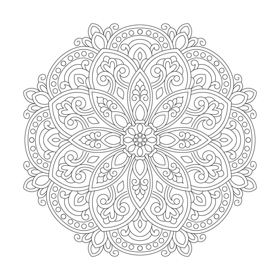 floral adulto mandala para colorante libro página, vector