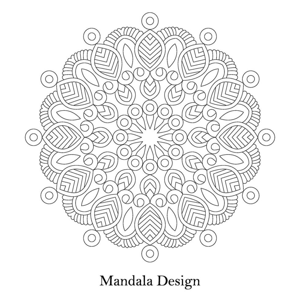 Simple Floral adult Mandala Design Coloring book page vector file