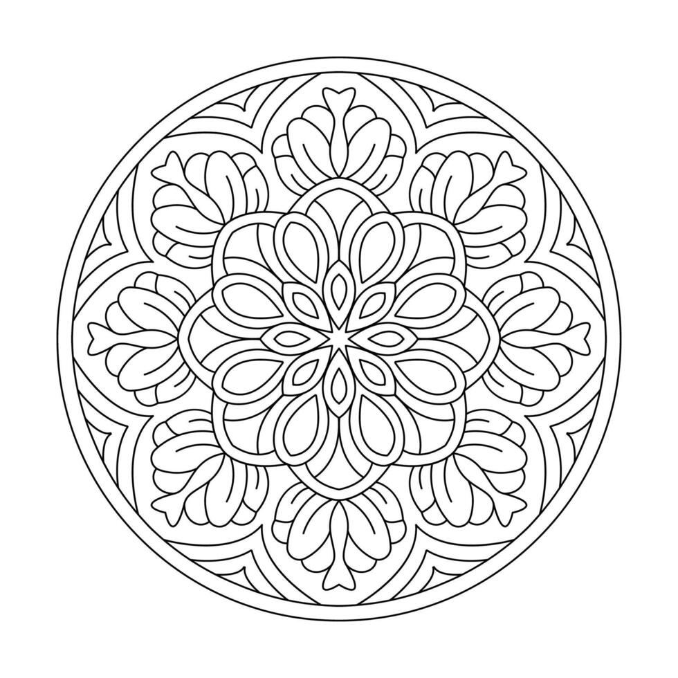 Round Mandala Design for coloring book page vector