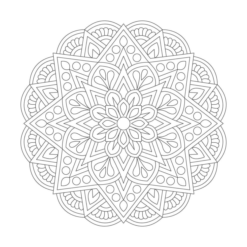 Floral Elegance Mandala Design Coloring book page vector