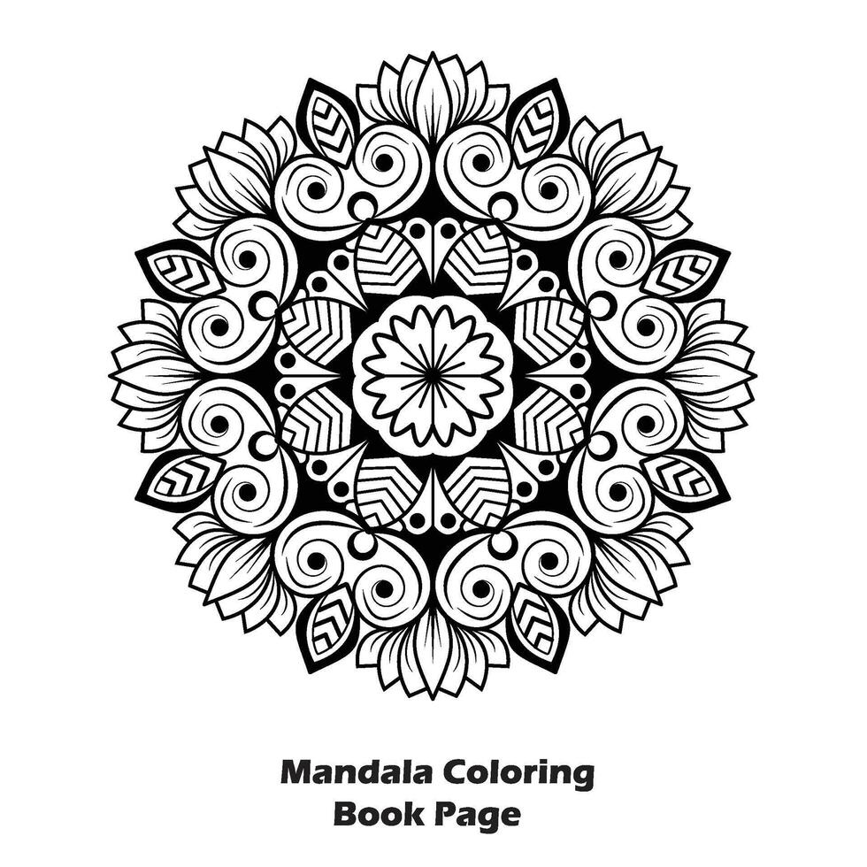 Simple Style Coloring Book Mandala Design vector