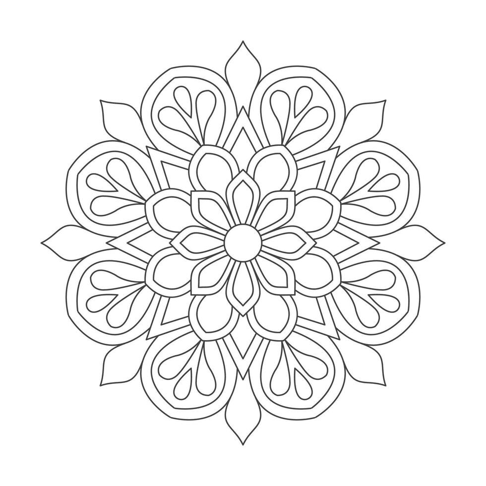 Peaceful Floral Mandala For Coloring book page, vector