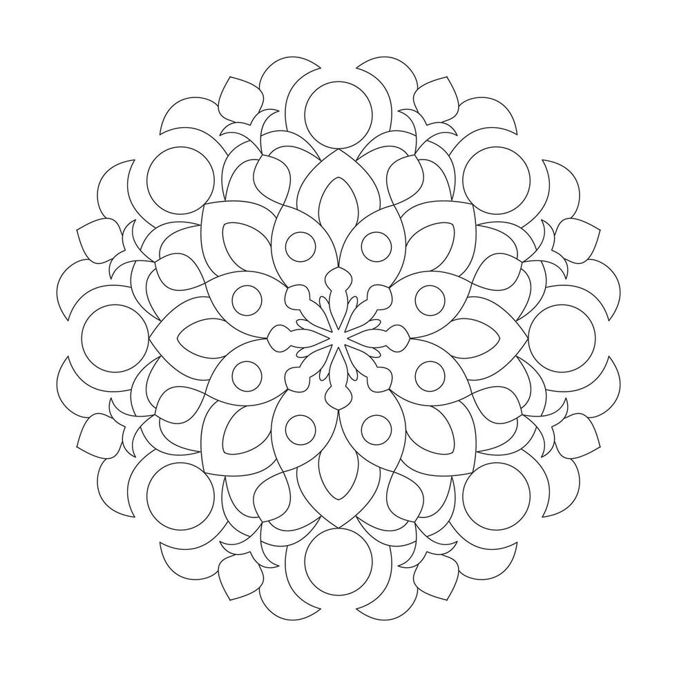 Simple floral design Mandala Coloring book page vector file