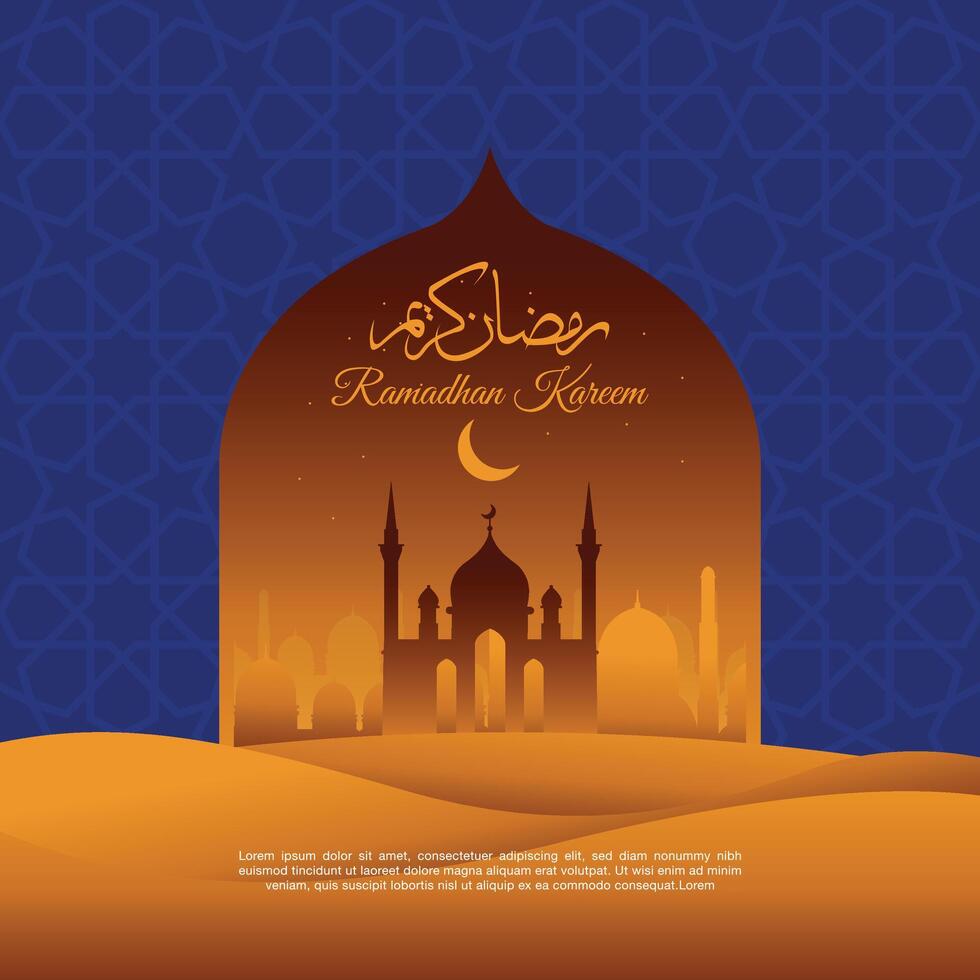 Ramadán en Arábica caligrafía saludo tarjeta, social medios de comunicación enviar vector
