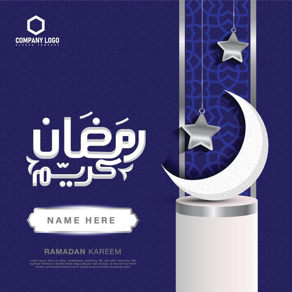 Ramadan kareem in Arabic Calligraphy greeting card, social media post vector