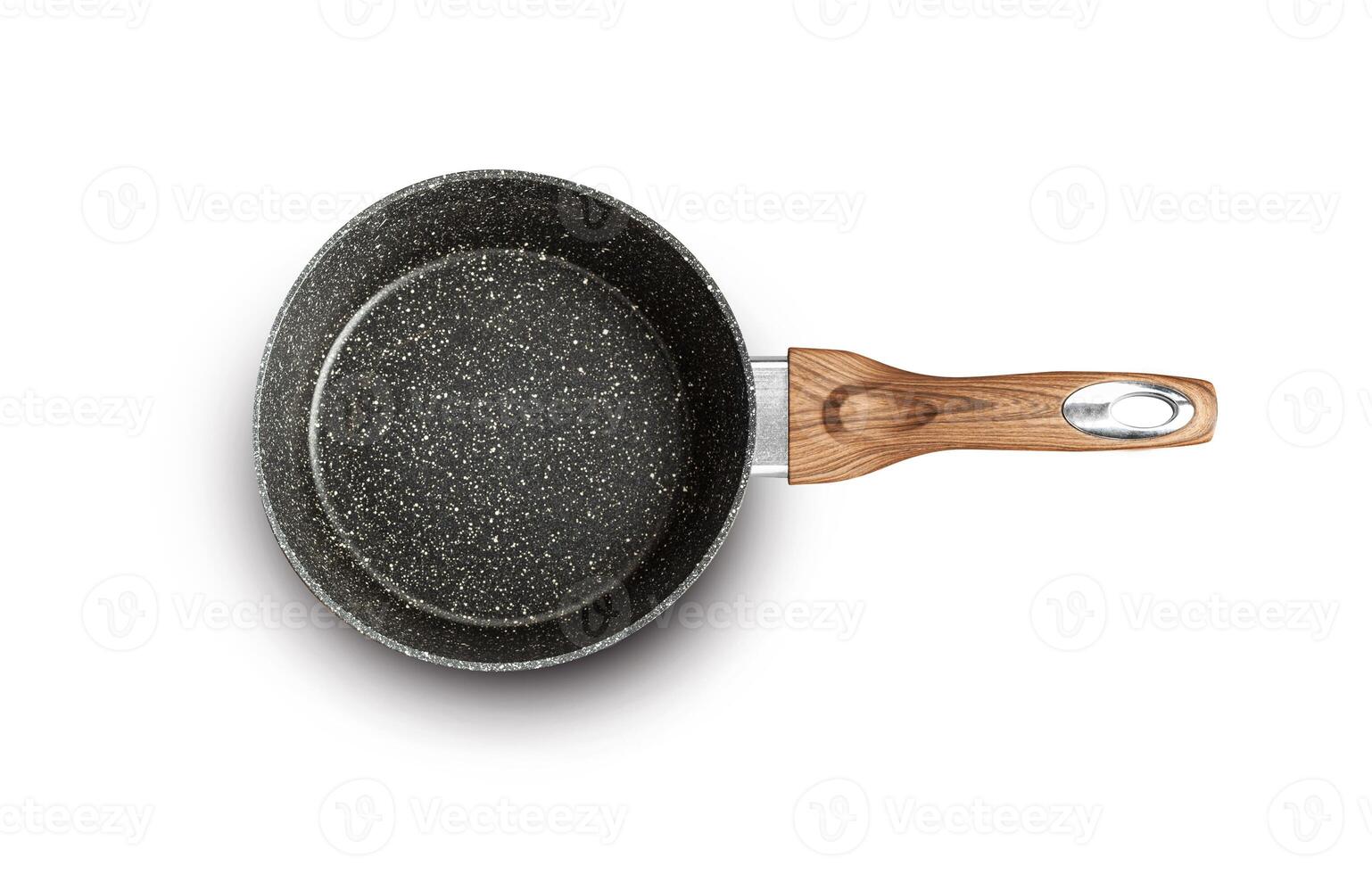 Modern frying pan with non-stick granite coating isolated on white photo