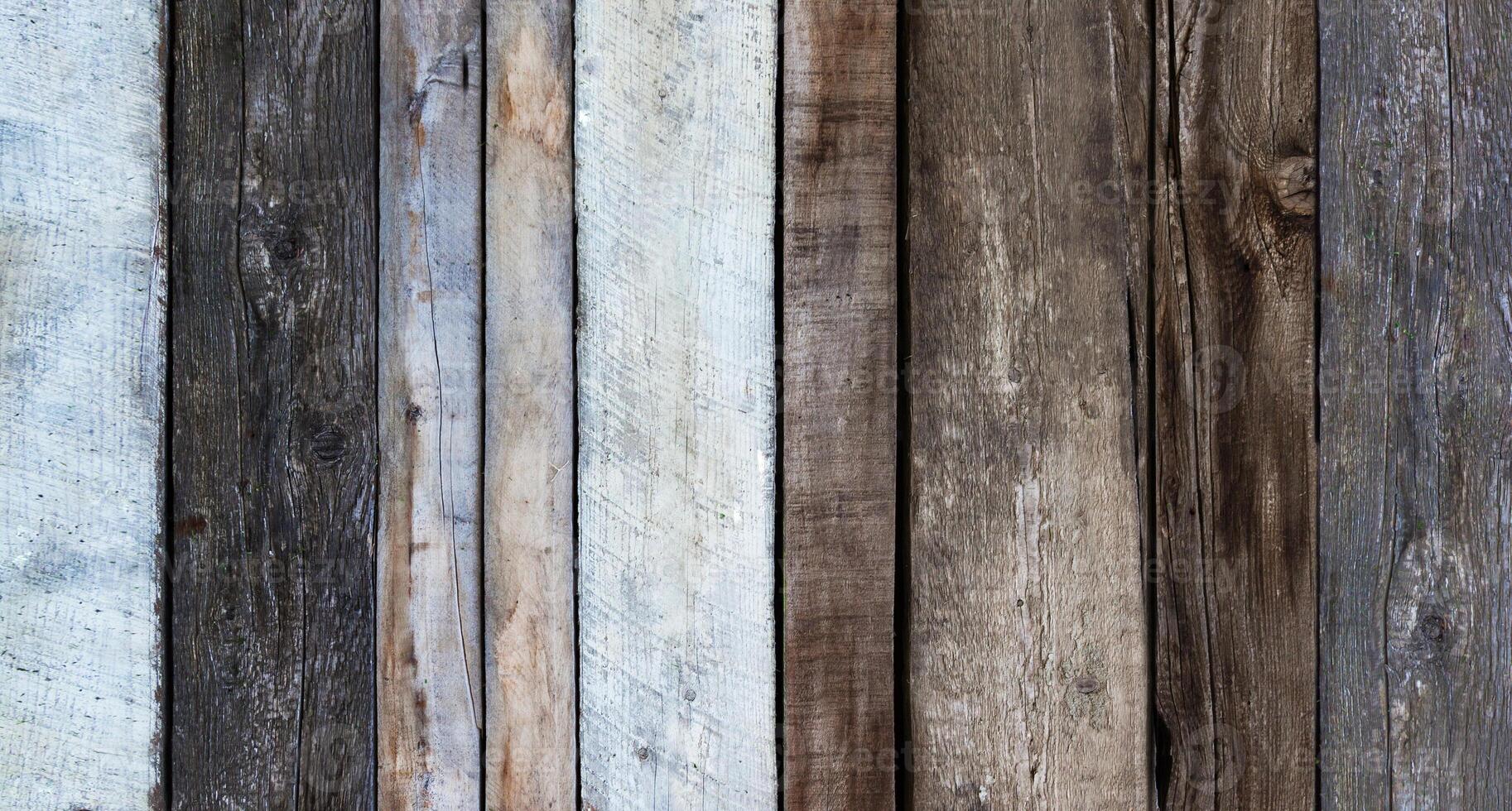 Wood panel, old vintage painted texture wooden planks background photo