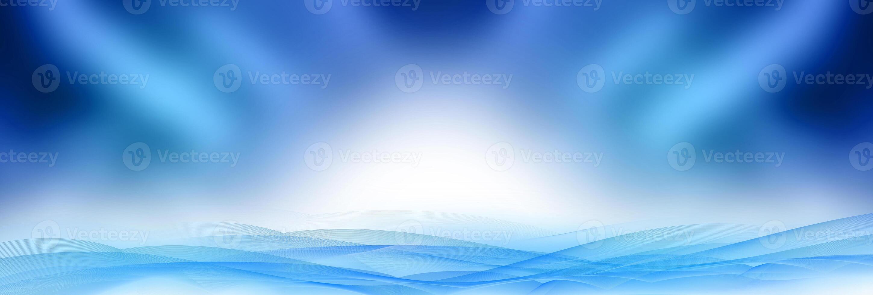 Abstract wave horizontal lines on blurred blue  background photo