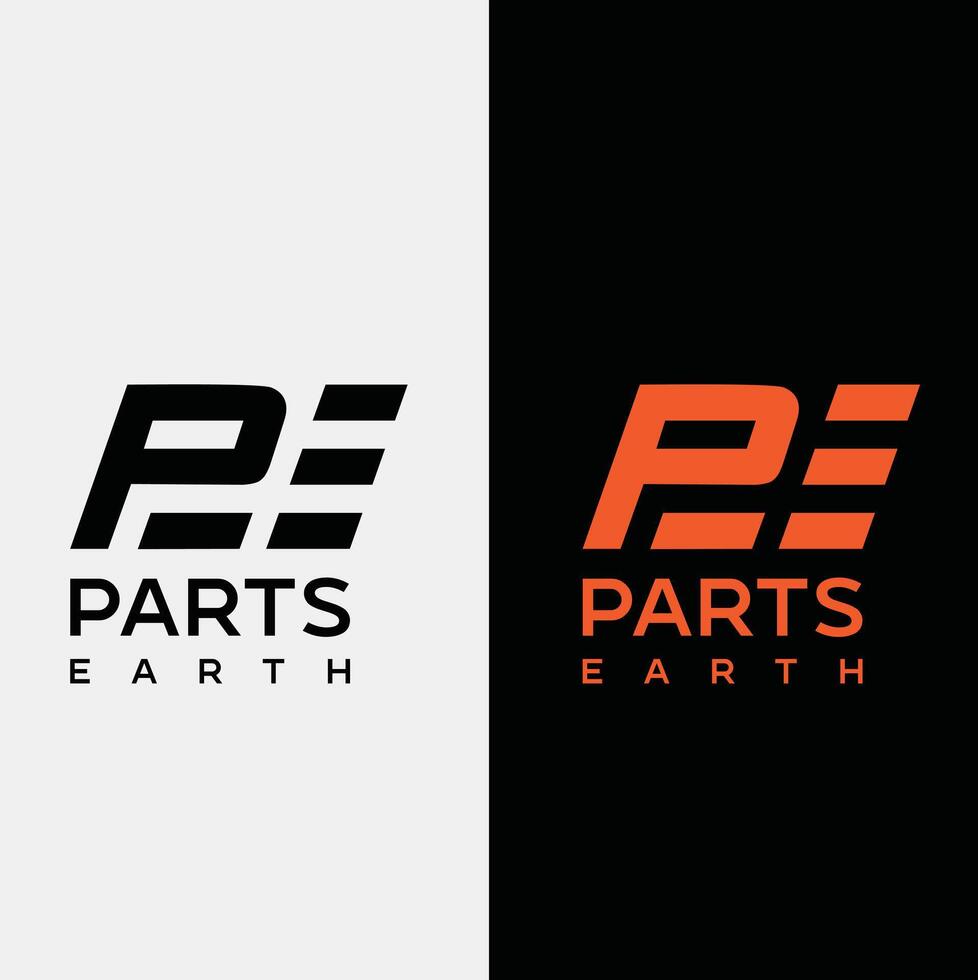 PE initial logo and speed PE letter logo vector