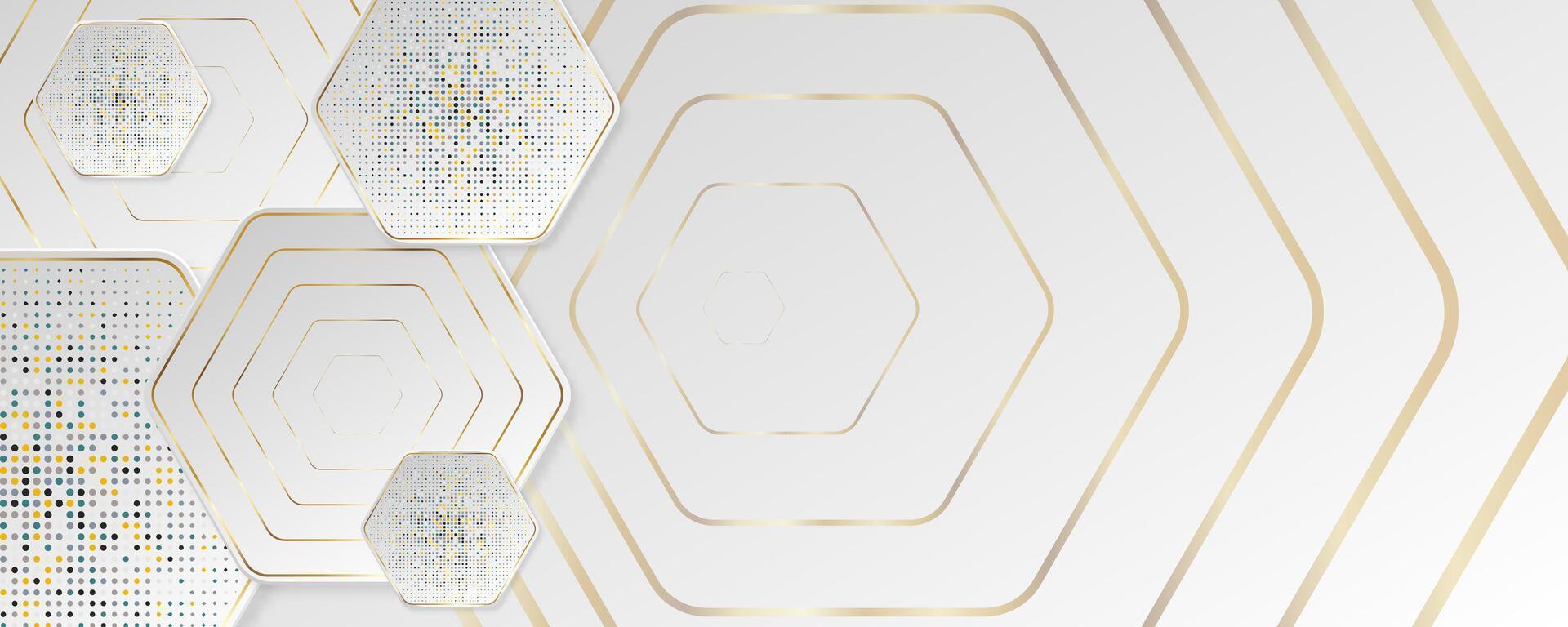 Abstract luxury white background with golden element vector