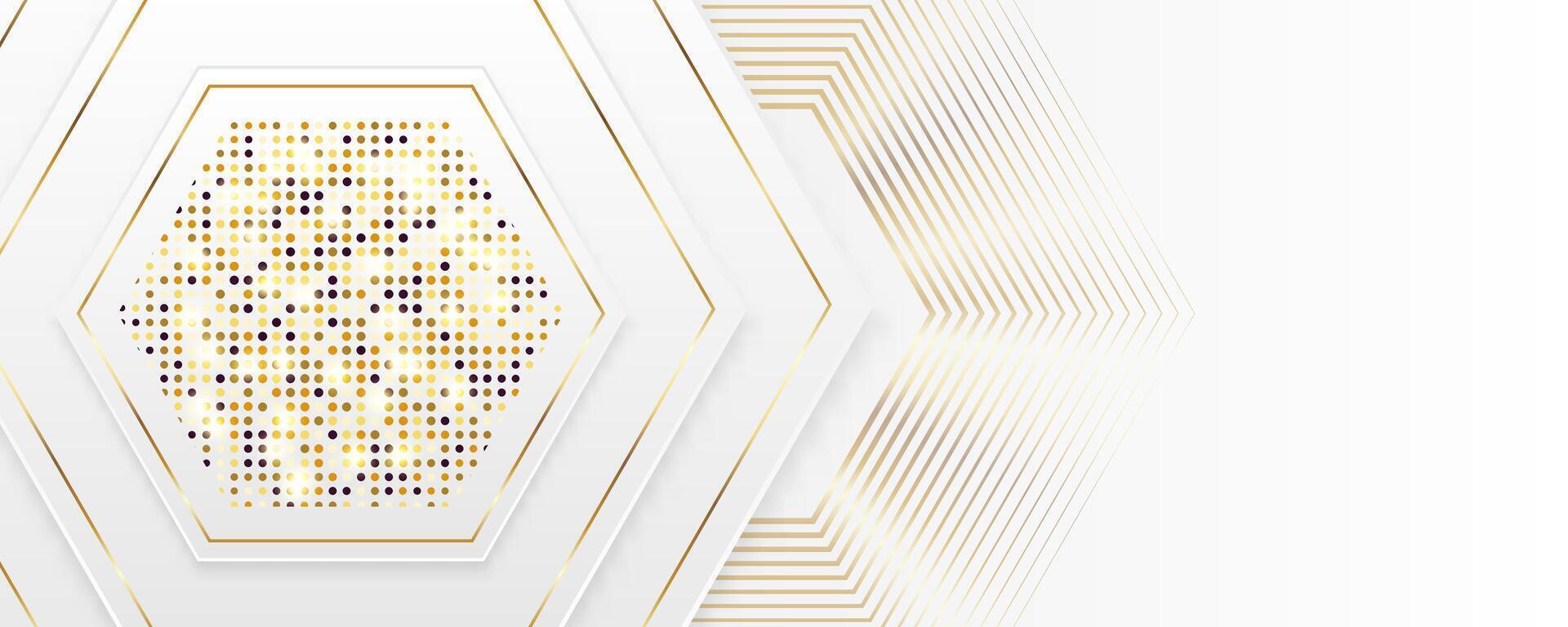 Abstract luxury white background with golden element vector