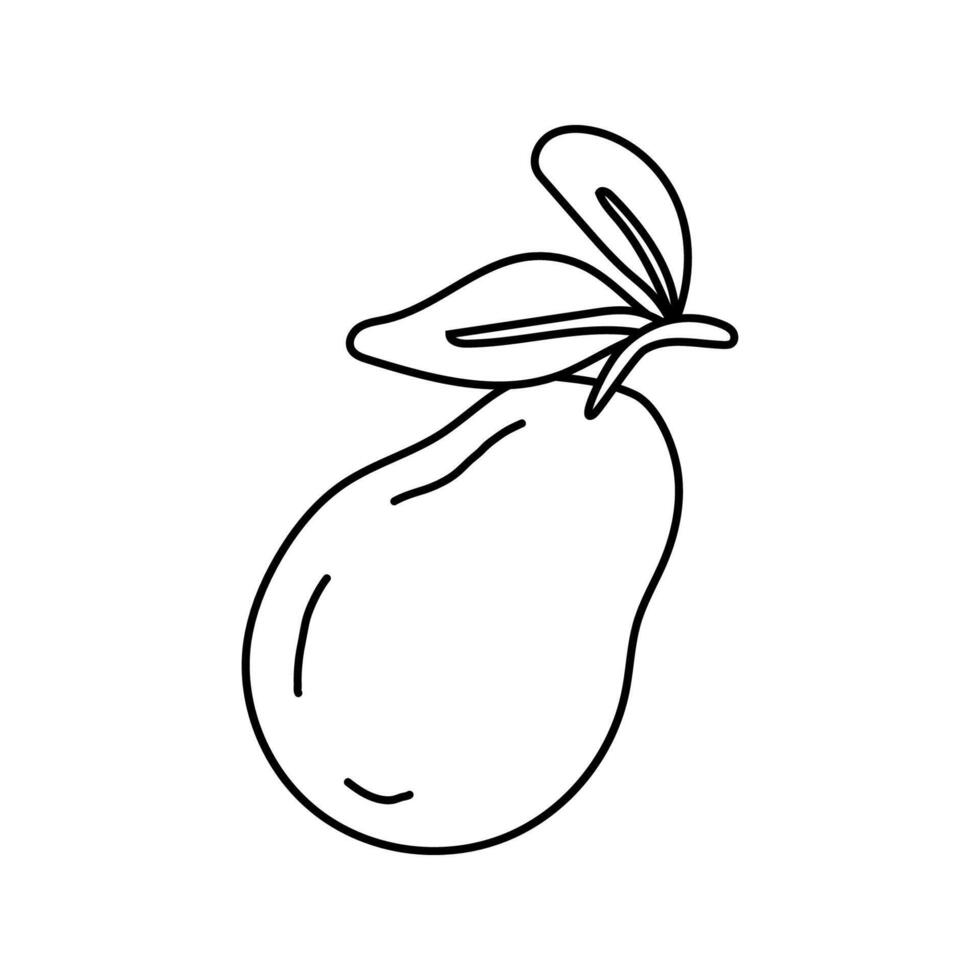 garabatear ilustración de dulce jugoso pera, duquesa, en negro y blanco, negro línea, aislado en blanco. fruta. vector