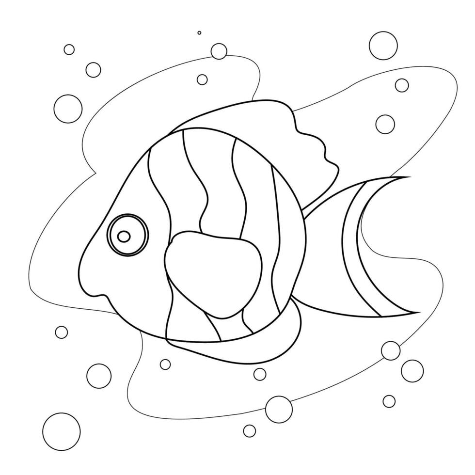 Cute vector fish doodle illustration isolated on a white background.