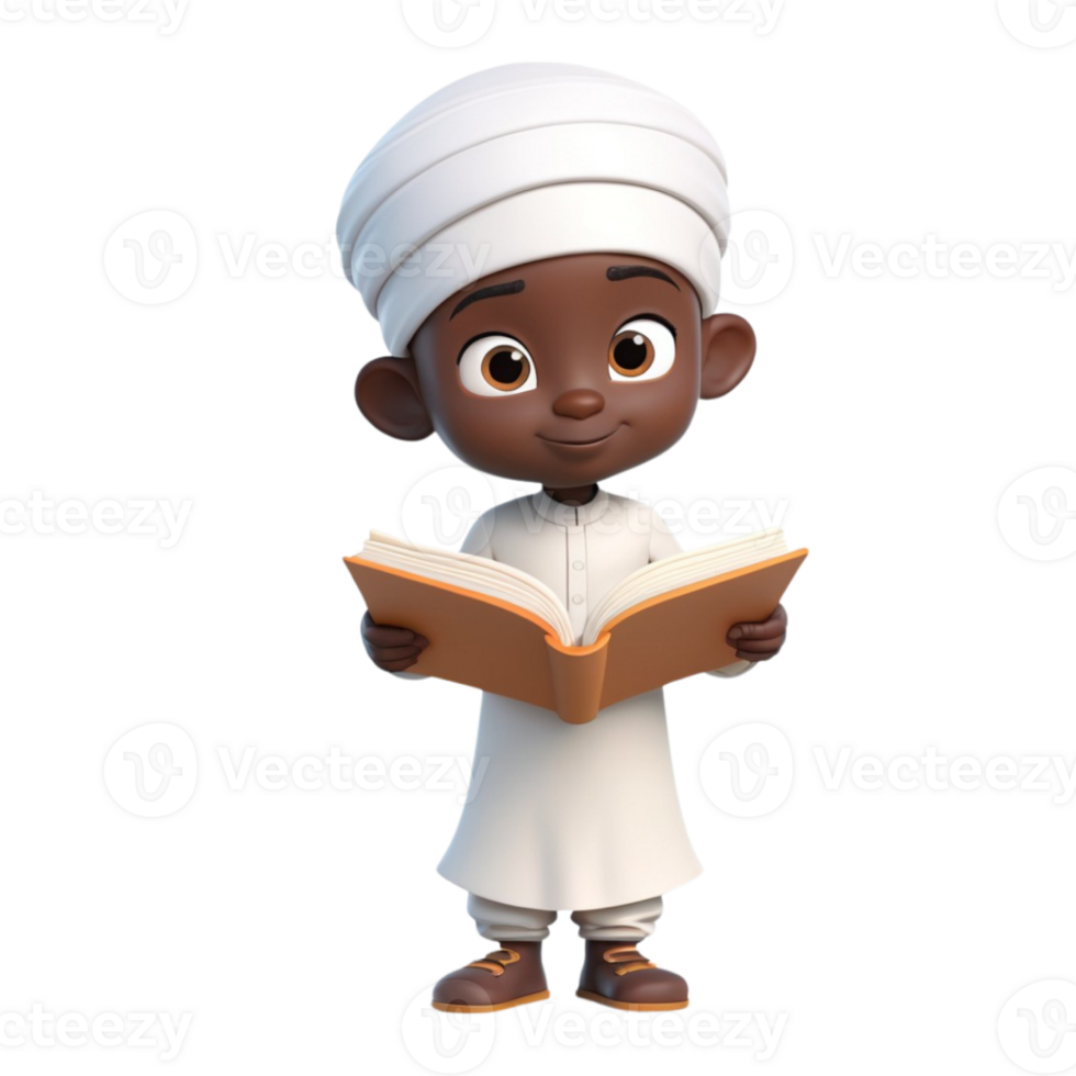 AI generated 3d render of a muslim kid on isolated transparent background png, generated with AI png