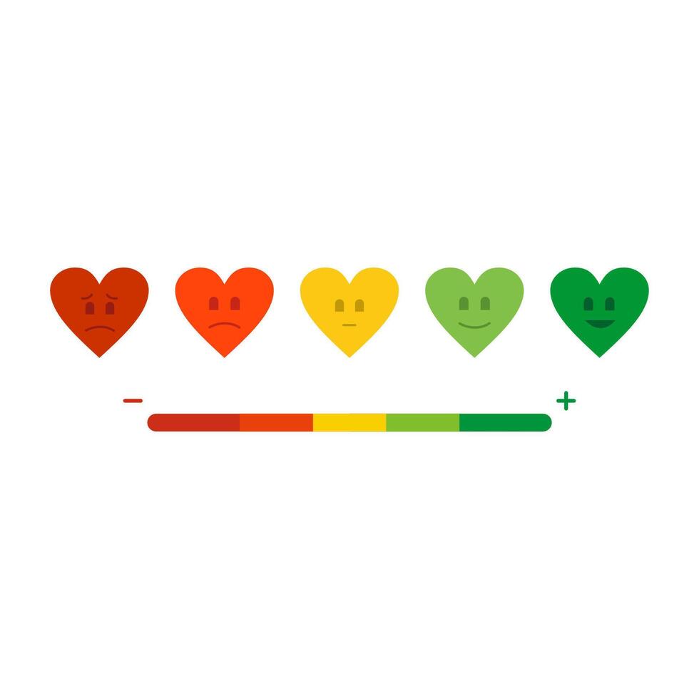 Customer satisfaction survey heart emoticons vector