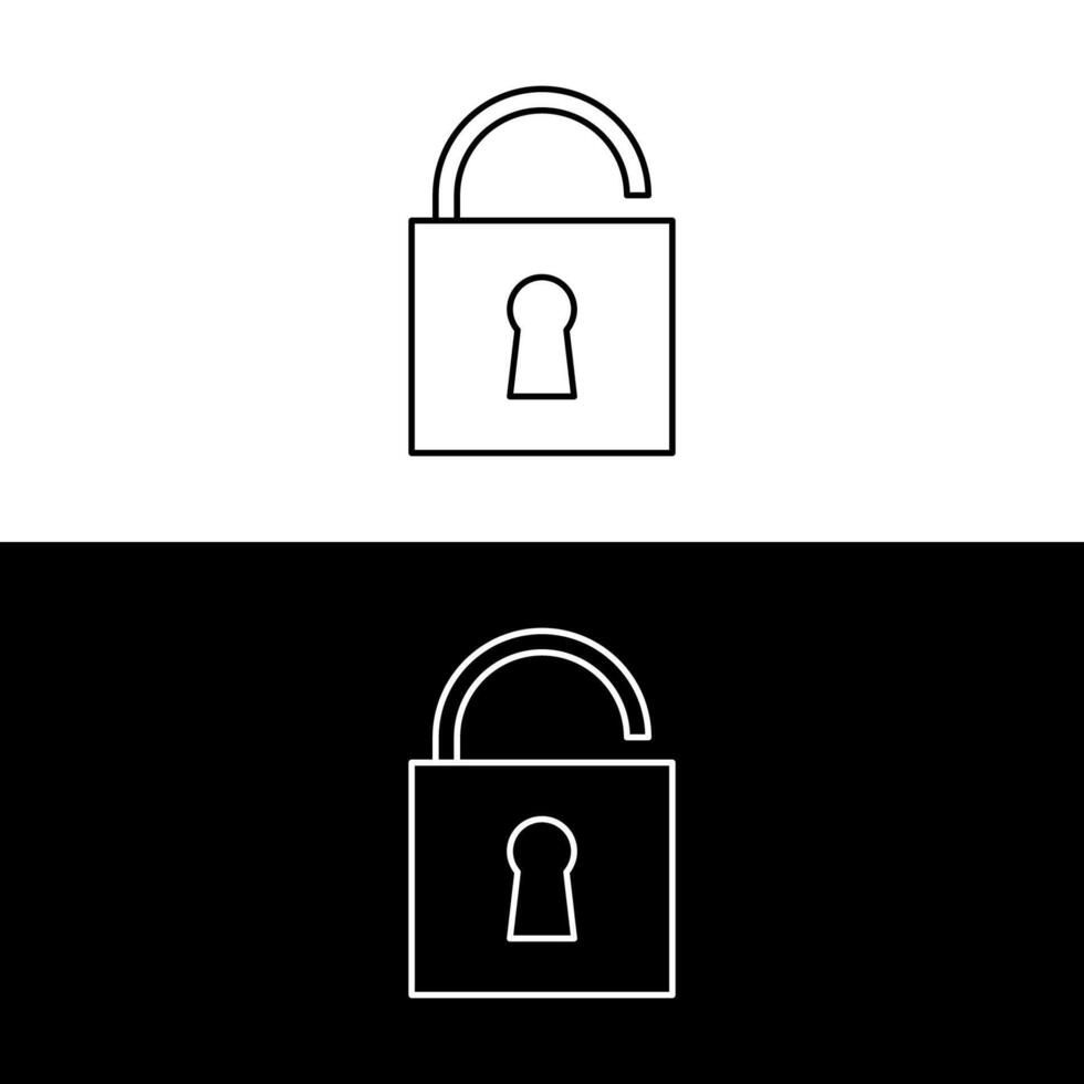 Padlock Web line icon on white and black background vector